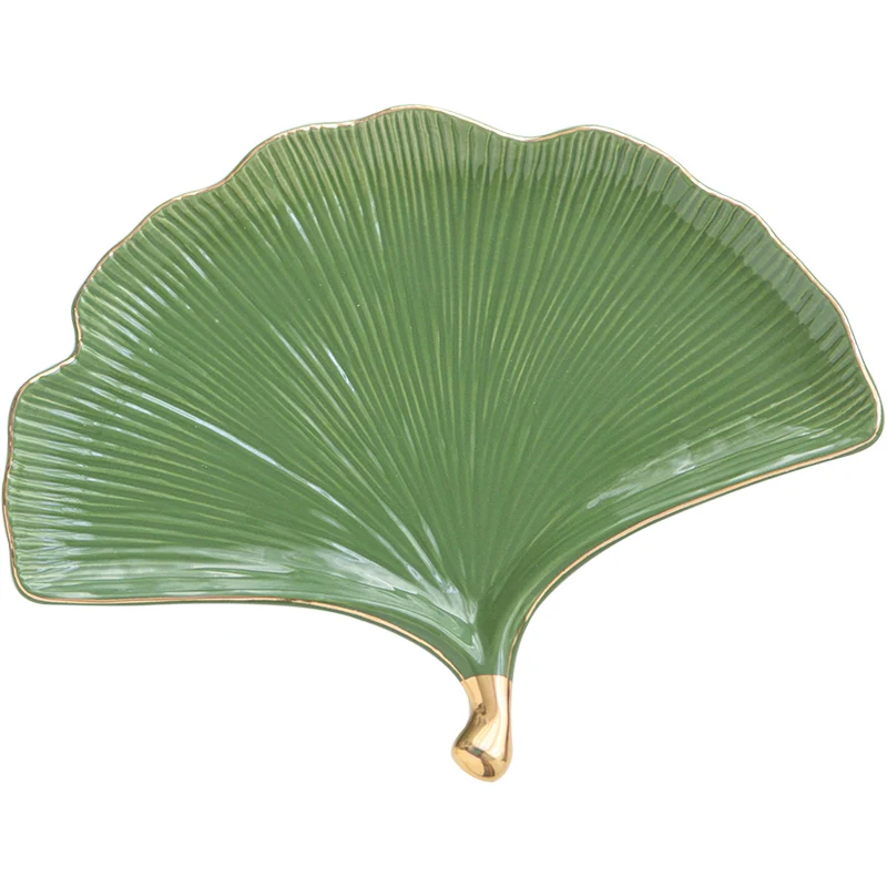 Тарелки Ginkgo biloba, коробка для хранения ювелирных изделий, декоративный поднос, тарелки для еды, для ужина, креативный дизайн, Золотая инкрустация, лист