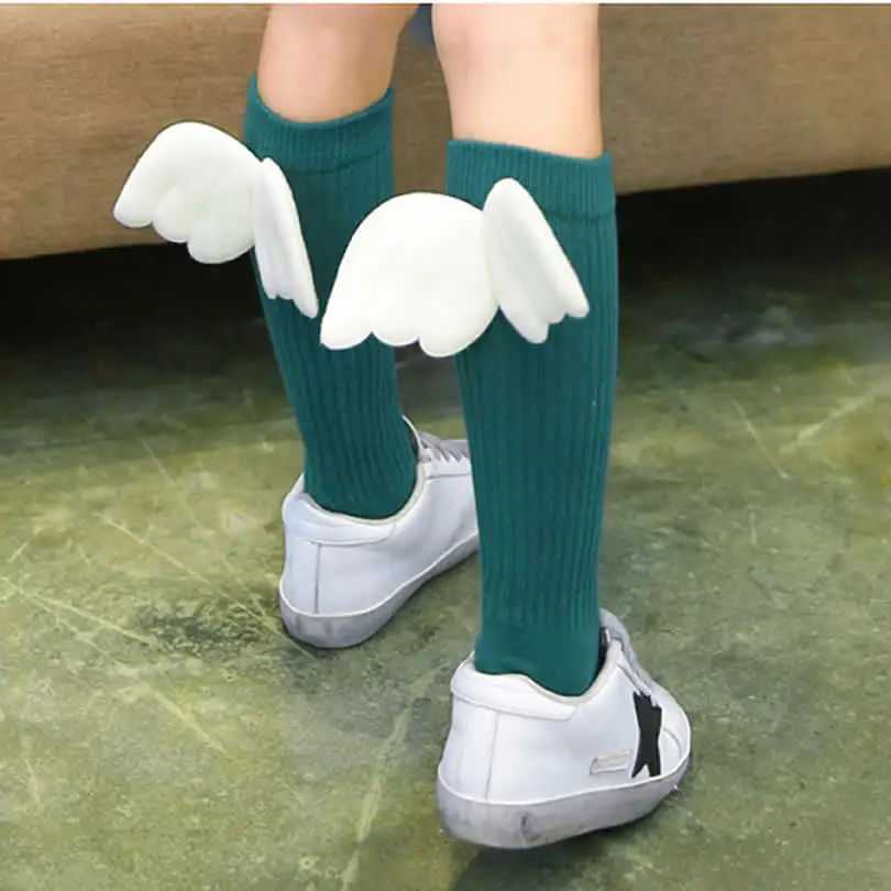 Детские высокие носки до колен креативные детские на весну с крыльями рук теплые
