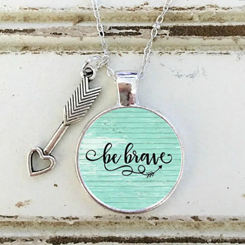 BE BRAVE Charm ожерелье вдохновляющий Амулет подарок для нее выживший рак очарование