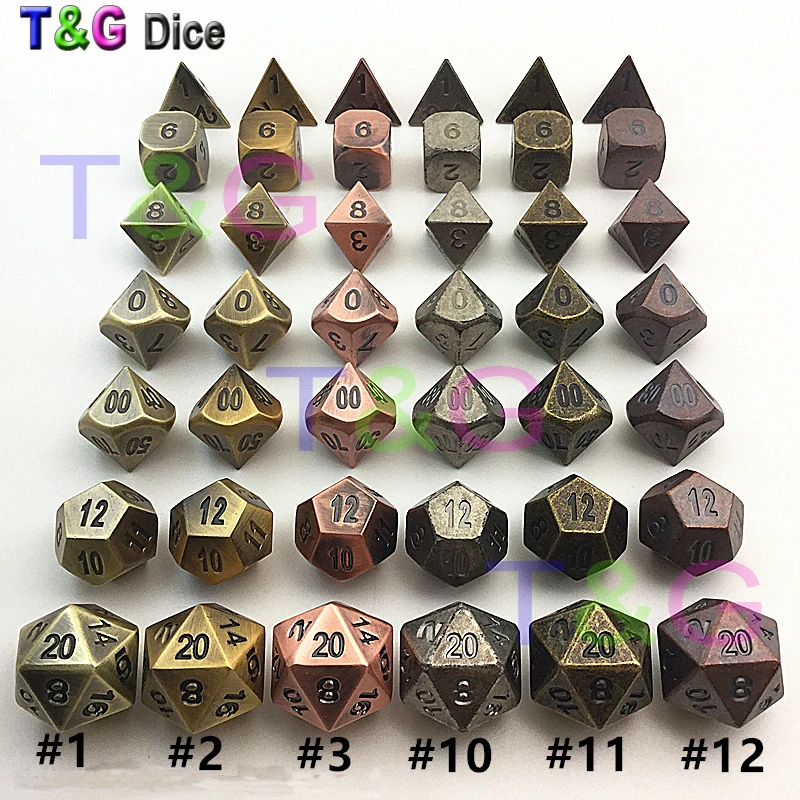 Металлические кубики для ролевых игр 7 шт в наборе|dado set|d6 dice setdnd set |