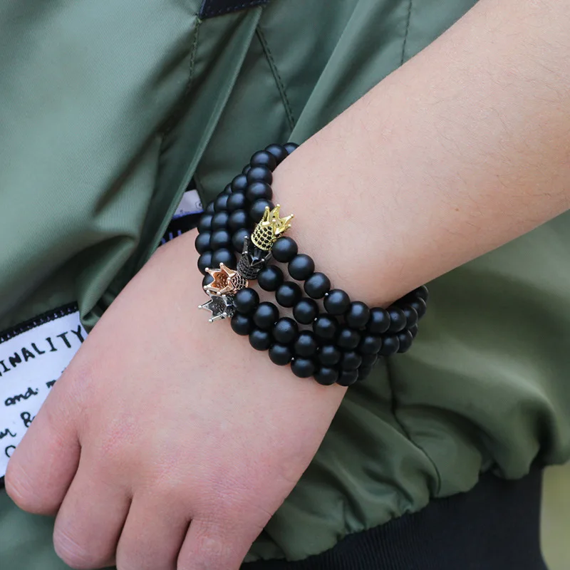 2017 новые браслеты ручной работы из бисера Корона металлический мужской для