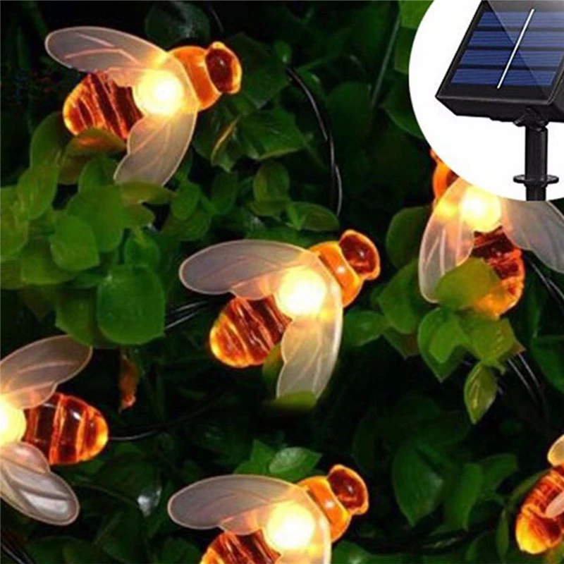 

Solar Powered LED String Lights 30 leds Honeybee Outdoor Garden Solar Light Fairy Night Lamp Wedding Party Christmas trees Decor