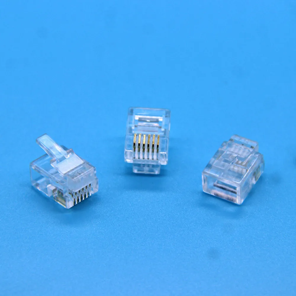 50 шт./лот RJ11 RJ12 кабель 6P6C модульная головка с кристаллом позолоченный штекер