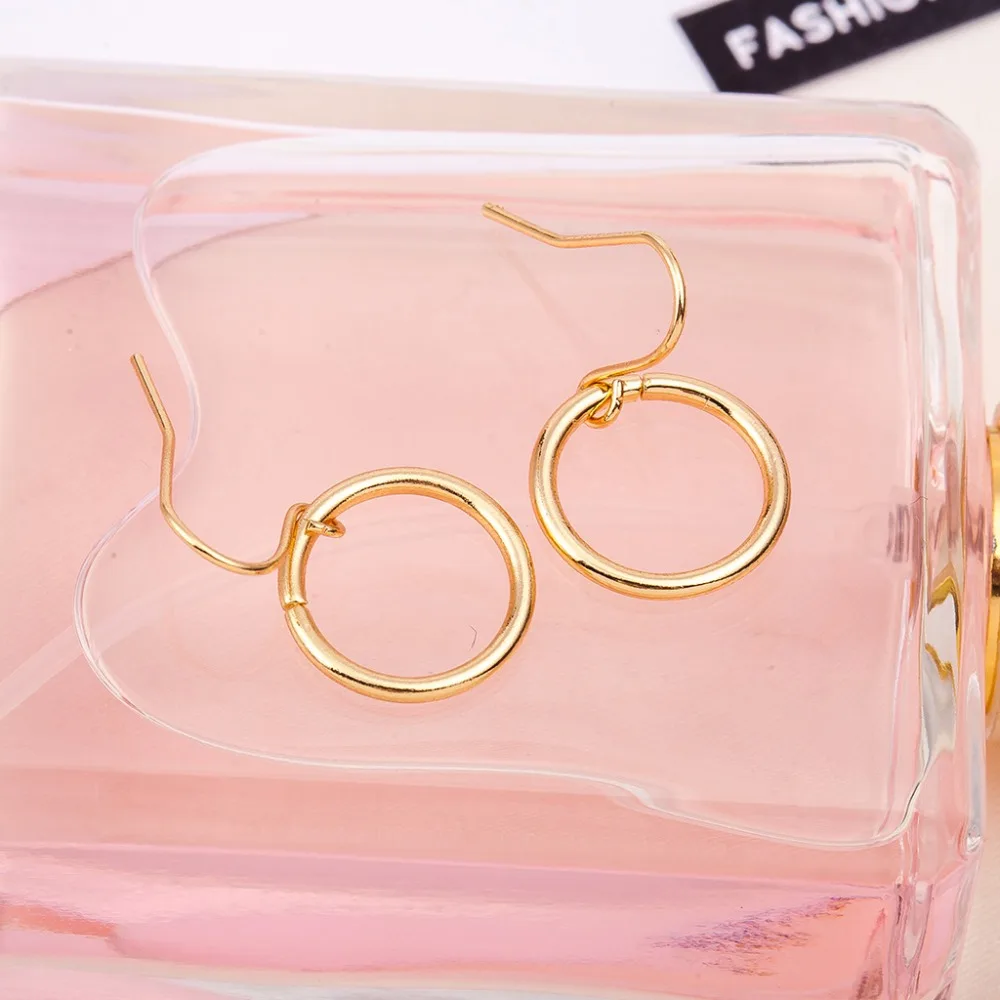 Simple Style Small Metallic Loop Golden Silver Plated Drop Earrings Dangle for Women | Украшения и аксессуары