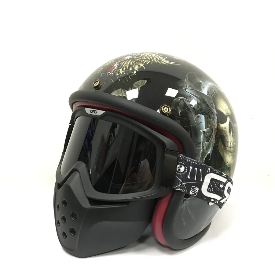 Мотоциклетный шлем с открытым лицом винтажный черепом 3/4|motocicleta capacete|helmet harleyhelmet