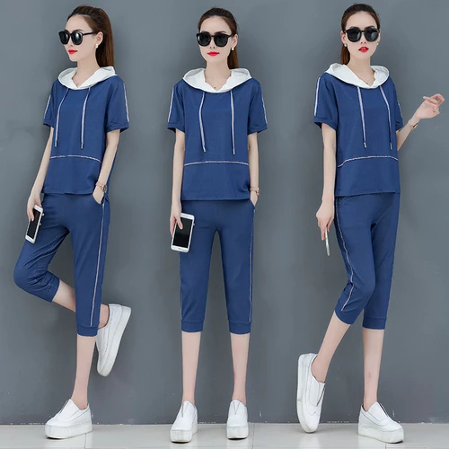 

Large Size 2 Piece Set Women Casual Women's Summer Suit Hoodies+pants Ensemble Femme Deux Pieces Year-old Female Costume