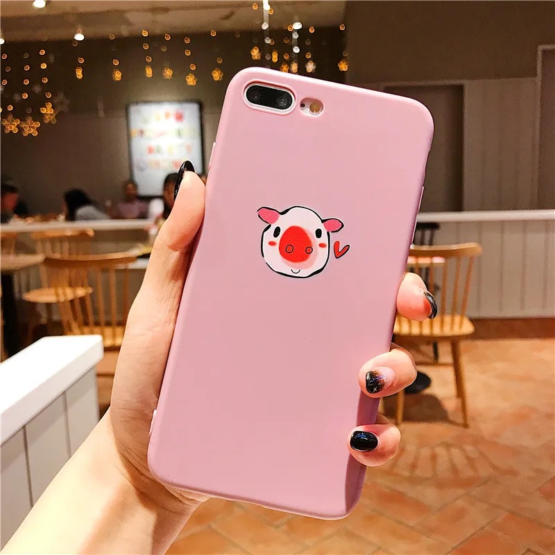 Lovely pig's head Phone Cases For iphone 6 6S 7 8 Plus case candy color Ultra Thin Soft Shell Cover X XR XS MAX cases |