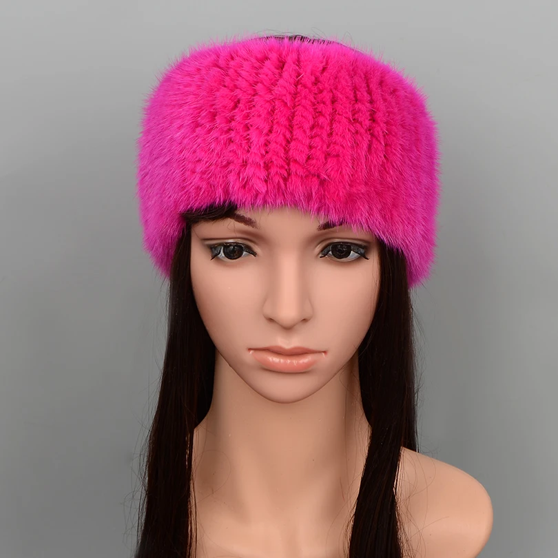 Шарф женский Зимний вязаный из воротник натурального меха норки |