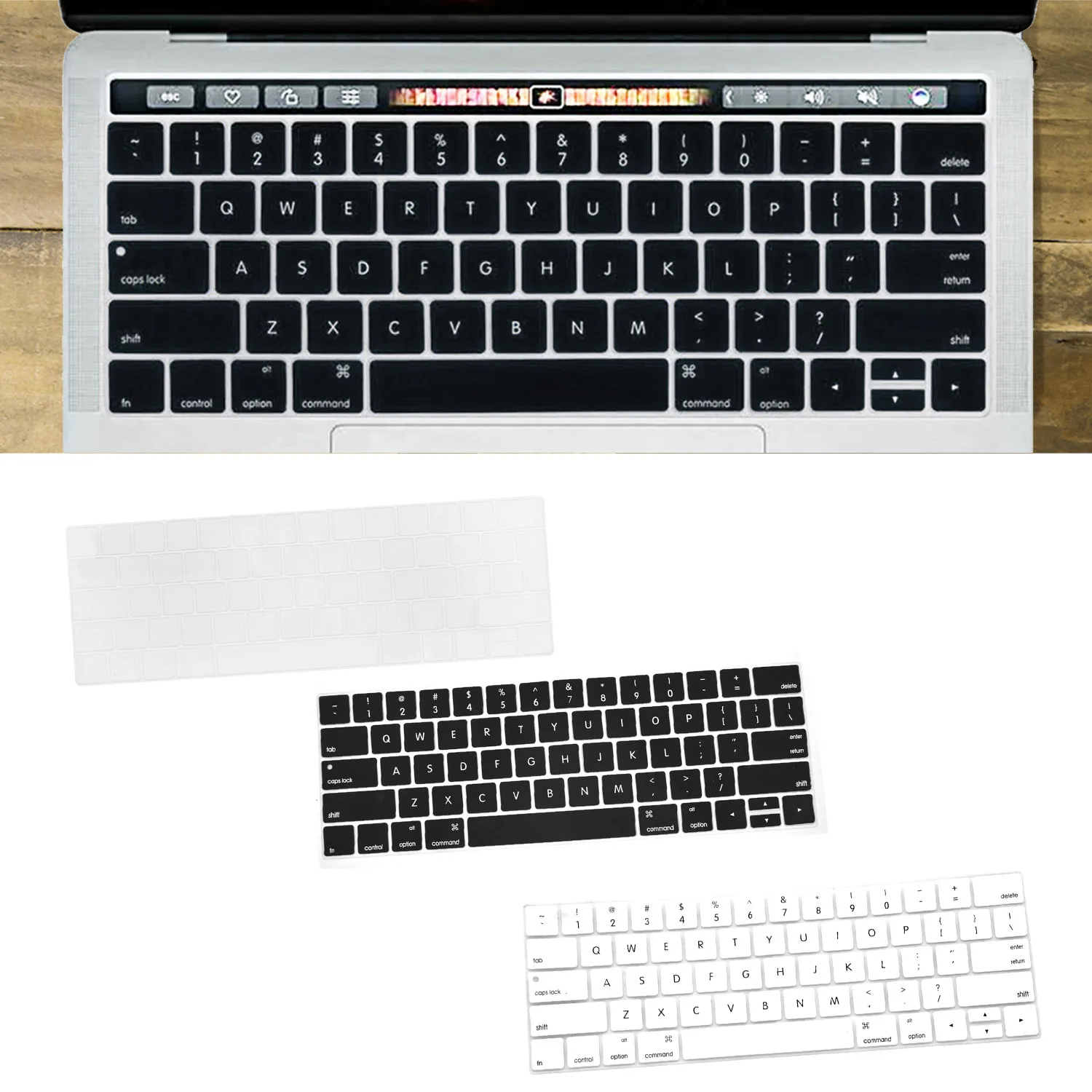 Besegad Laptop Keyboard Cover Skin Protective Film with Touch Bar for MacBook Pro Model 13 15 inch 2016 Release A1706 A1707 |