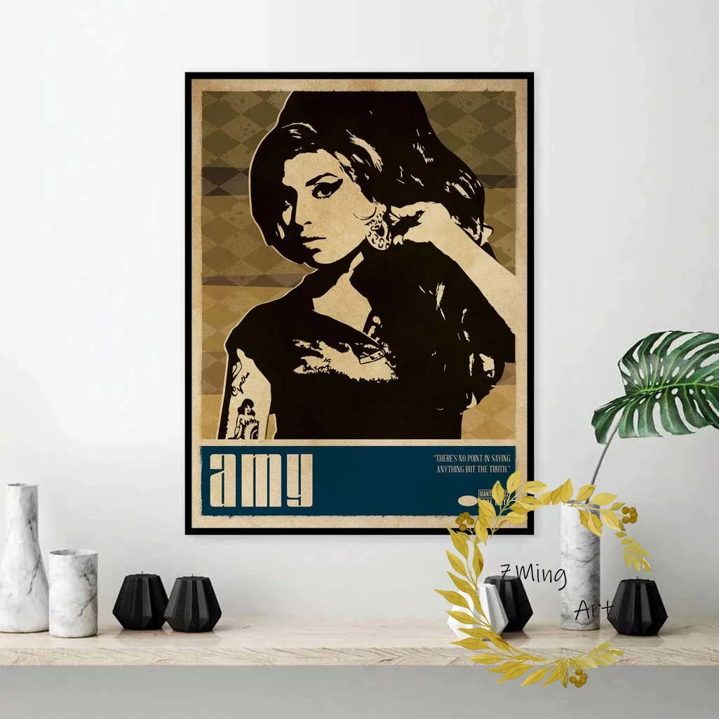 Amy Winehouse Jazz музыка винтажный хип хоп поп плакат настенное искусство|Рисование и
