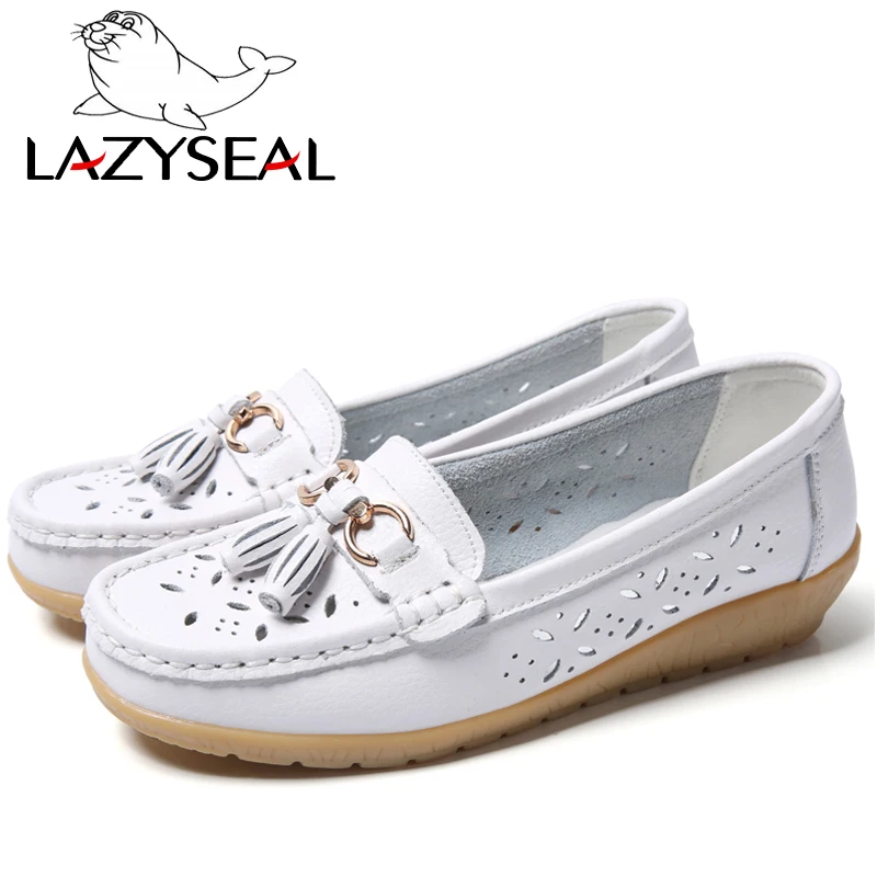 Женские ажурные туфли LazySeal натуральная перфорированная кожа с металлическим