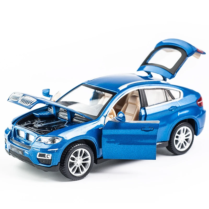 KIDAMI 1:32 Alloy Pull Back Diecast X6 car Model with Sound Light boys Collection Gift Toy For children |