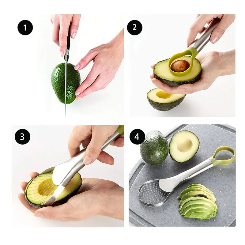 Creative Kitchen Gadgets 2 In 1 Avocado Corer Slicer Two-ended Mango Cutter Stainless Steel Fruit Knife | Дом и сад