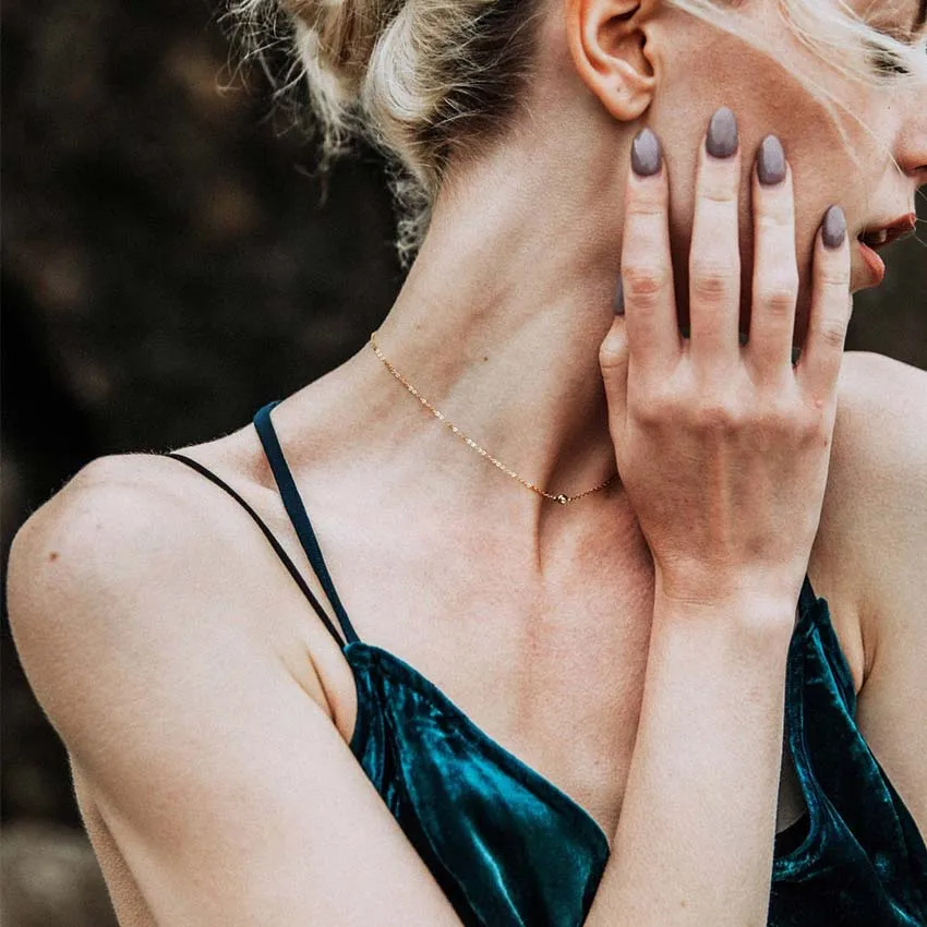 Новинка 2018 простое женское колье Золотая цепочка хрустальное ювелирное изделие