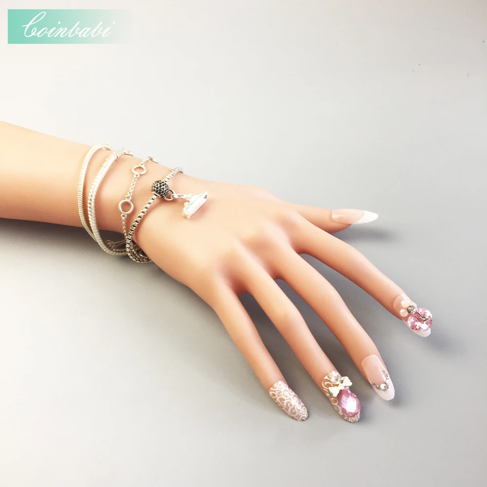 Бусины из стерлингового серебра с черной паве в европейском стиле карма сделай