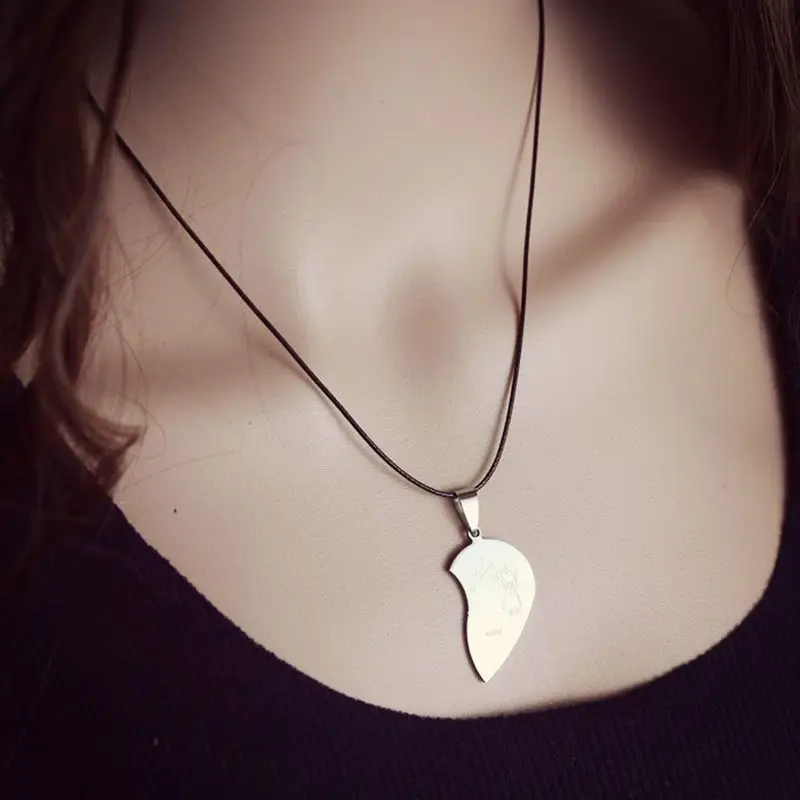 2 шт. подвески из нержавеющей стали с гравировкой Love You черное ожерелье разбитым