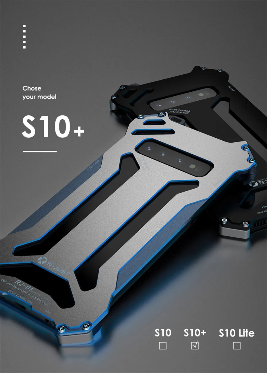 Металлический бампер R-JUST серии Gundam для iPhone 11 Pro Max Galaxy S10 5G S10e S8 S9 PLUS NOTE 10 Plus 9 8 Armor Doom алюминиевый корпус