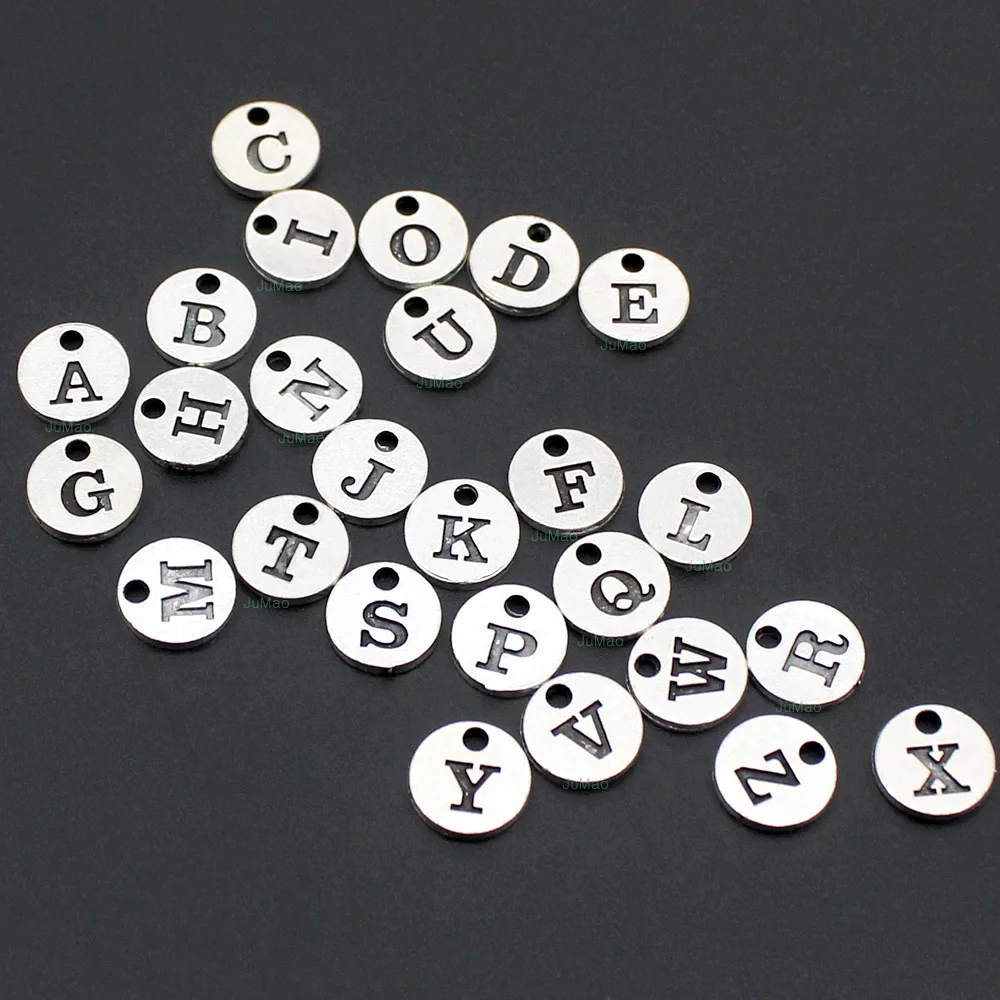 25 шт./лот подвеска в виде круглых серебряных букв 10 мм|alphabet charms|charm jewelrysilver letters |