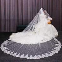 luxury sparkling lace cathedral bridal veil 2 t long 3 meters white ivory tulle with comb wedding veil voile mariage