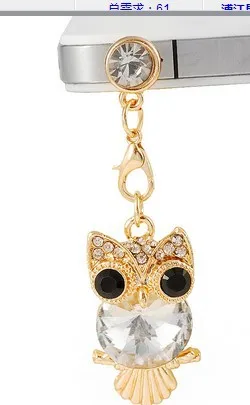 

Cute Big Eyes Crystal Owl Mobile Phone Dust Plug Earphone Jack Plug Suitable for All of 3.5mm Headphone Plug of Phone