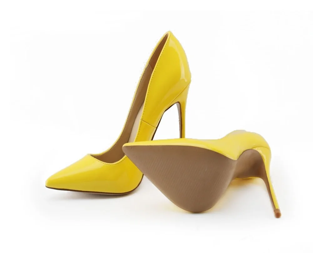 Лидер продаж женские ярко желтые зеркальные кожаные туфли лодочки обувь для