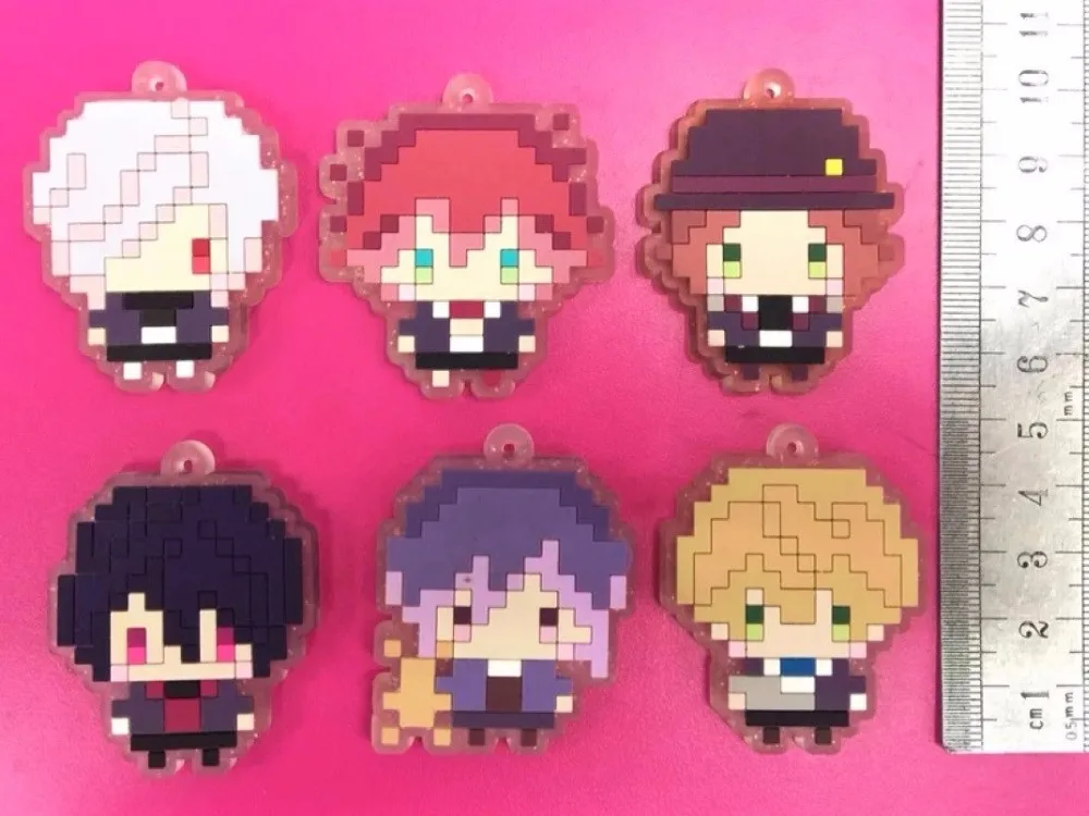 Аниме брелок для ключей 6 шт./лот Yui Ayato Kanato Laito Ruki Yuma Sakamaki Reiji Subaru резиновый ремешок