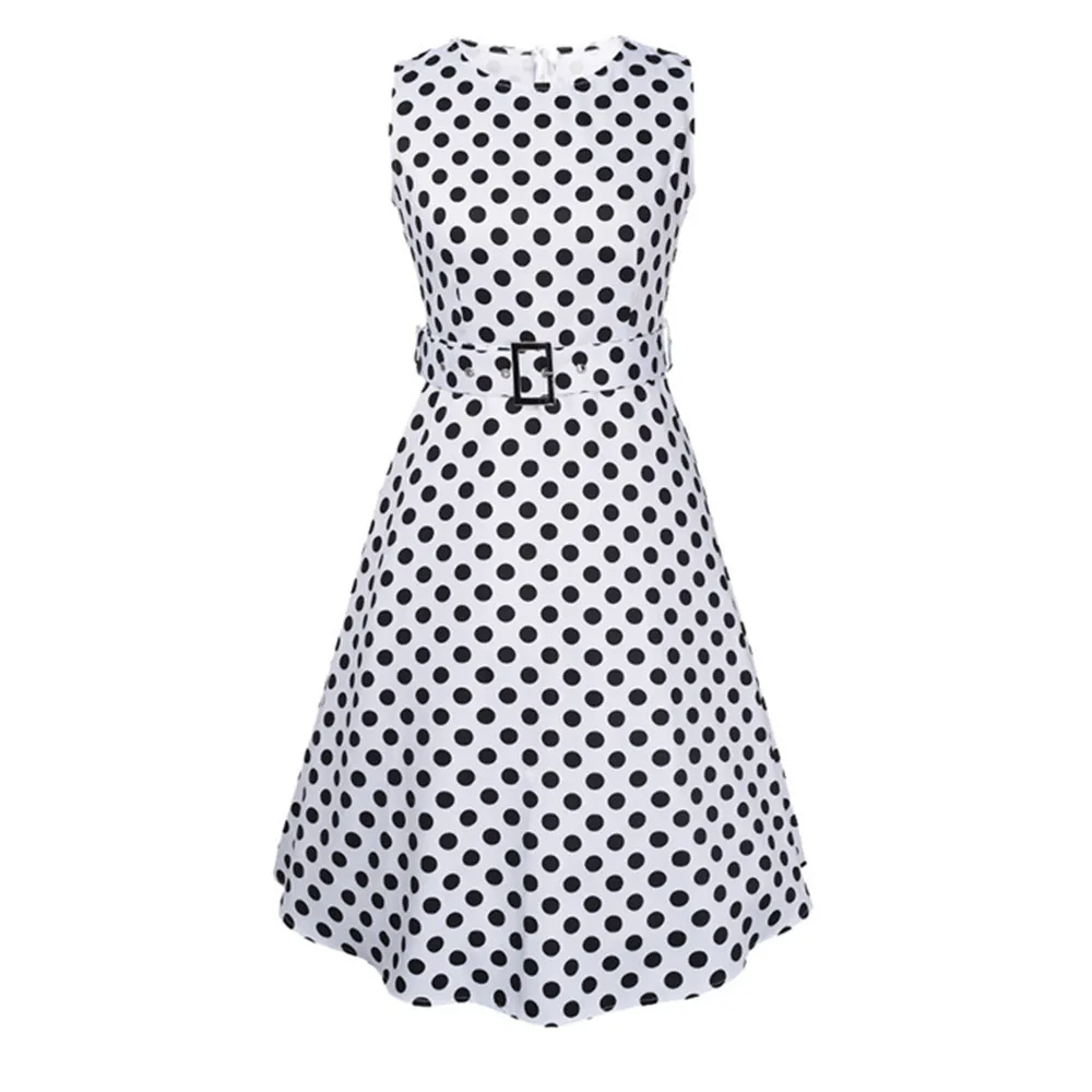 Весна и лето женщина старинные dress полька dot печати 1950 s 60 ретро рукавов о образным