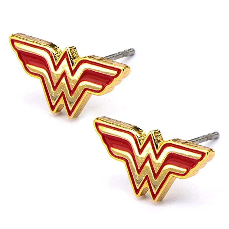 Takerlama пара(2 шт.) DC Comics Женский логотип Wonder Woman Косплей серьги-гвоздики(красный и золотой тон) Аксессуары для косплея