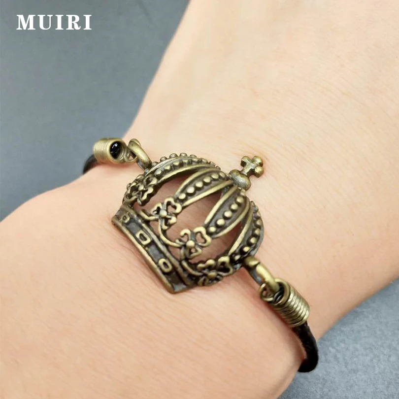 Creative Ladies Vintage Charm Bracelets Simple Design Hollow Crown Wax Rope Chain High Quality Jewelry Accessories | Украшения и