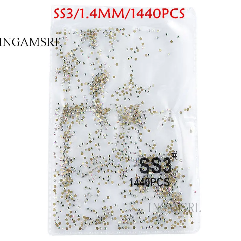 SS3 1440PCS SS3-SS40 блестящие стразы без горячей фиксации с плоской обратной стороной шитье стразами и ткань одежды Стразы для дизайна ногтей камень 030 - Цвет: SS3 1440PCS