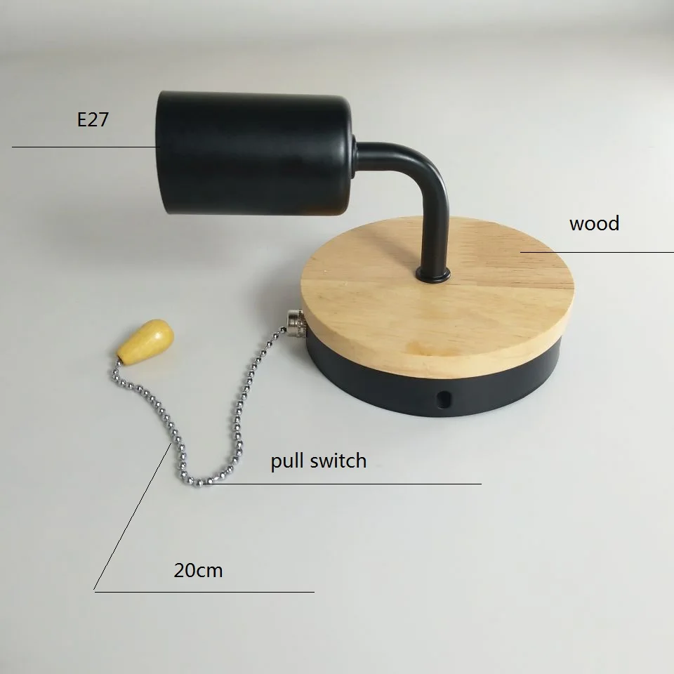 Современный скандинавский деревянный выключатель настенный светильник