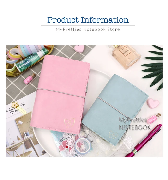 MyPretties Луки 6 связующего отверстия Организатор a7 a6 Тетрадь DIY эластичный планировщик повестки дня Дневник Журналы кожа-выглядеть Обложка