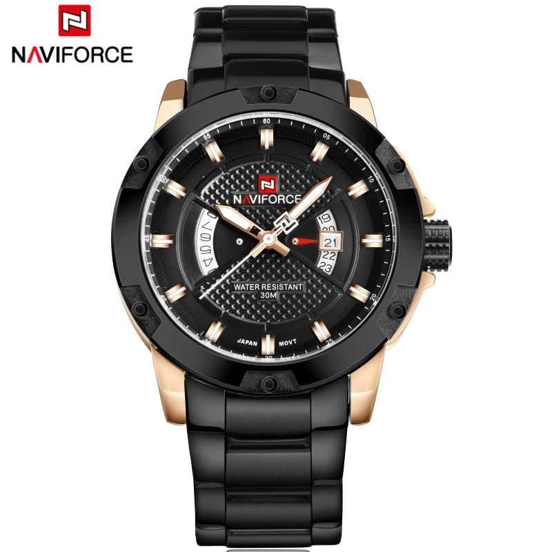Топ люксовый бренд для мужчин s часы NAVIFORCE мужчин полный сталь Дата Водонепроницаемый Спорт армии Военная Униформа кварцевые наручные часы
