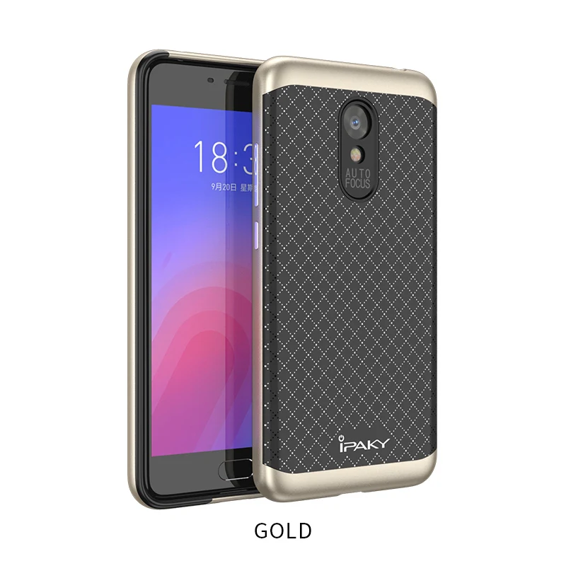 Meizu m6 Примечание чехол бренда iPaky meizu note X 6 м, 6 тонкий прочный ПК каркас+ силиконовая задняя крышка для Huawei meizu m6 мини Чехол - Цвет: Gold