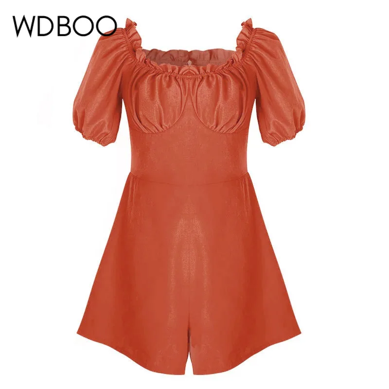 WDBOO летний комбинезон с короткими рукавами и расклешенными штанинами для женщин