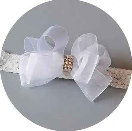 Бесплатная доставка 100 шт./лот бант из органзы с кружевной резинкой жемчугом |