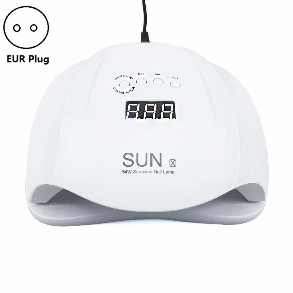 SUN X Сушилка для ногтей 54 Вт УФ светодиодный светильник УФ-гель Ледяной светильник для отверждения гель-Полировочный для ногтей, маникюрный аппарат с автоматическим датчиком - Цвет: EU Plug