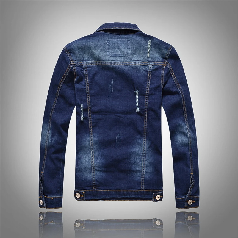 Джинсовая куртка мужская с полыми отверстиями модная Свободная джинсовая