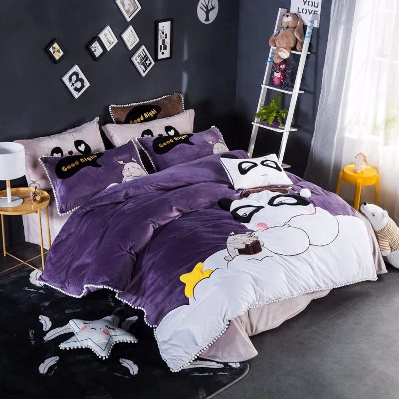 4 шт. Детские Зимние флисовые комплекты для двуспальной кровати|Комплекты