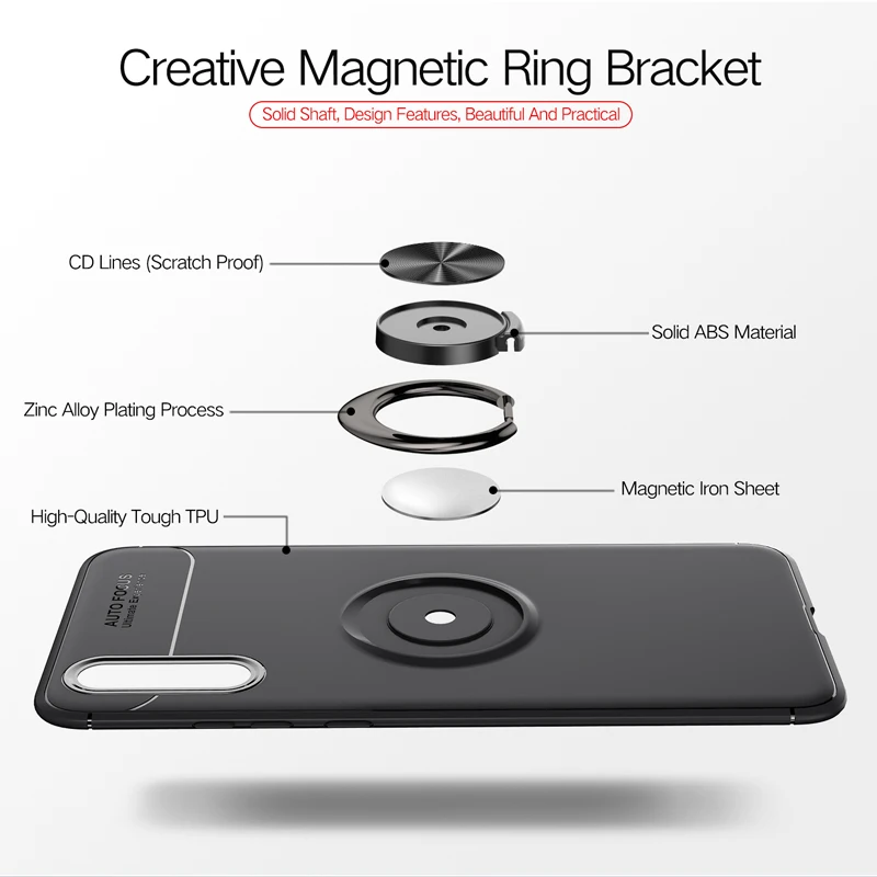 For Huawei P20 Pro Case Magnetic Finger Ring Holder Cover Lite Soft Silicone TPU Back | Мобильные телефоны и аксессуары