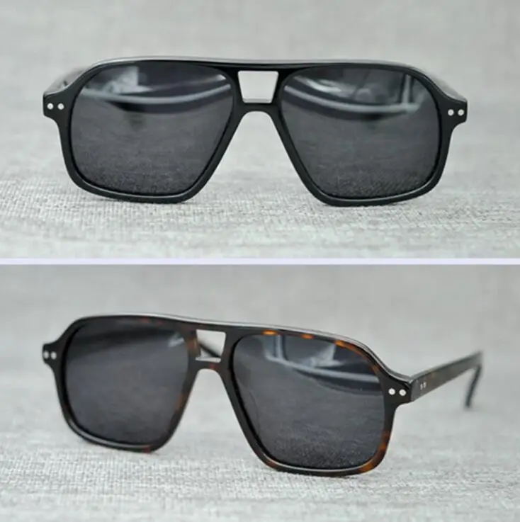 LKK Men's hand made Japanese plate frames retro rectangular sunglasses big face panda men's | Аксессуары для одежды