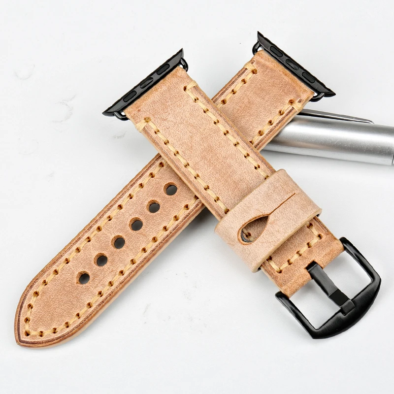 Ремешок кожаный для Apple Watch Band 44 мм 40 42 38 Series SE 6 5 4 3 2 1 | Наручные часы