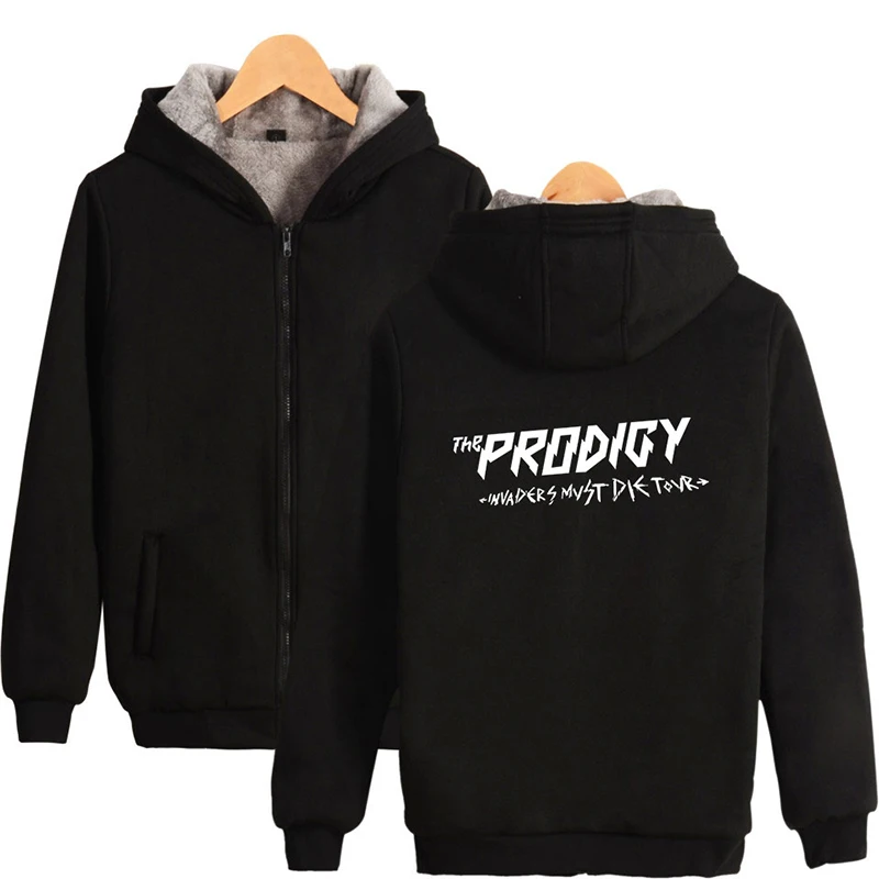 

Модные зимние хип-хоп PRODIGY на молнии с Для мужчин Для женщин толстовки куртка с длинным рукавом из плотного флиса на молнии толстовки с капюш...
