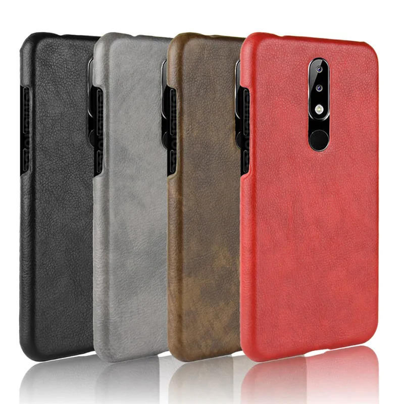 Для Nokia 5 1 Plus Роскошный ультра тонкий чехол личи для 2018 Ретро ПК противоударные