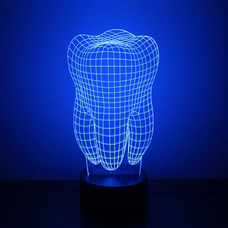 

Tooth 3D LED Night Light Fantastic Illusion Acrylic Colorful Kids Baby Bedroom USB Table Lamp Cool Lamp As Gift For Dentist