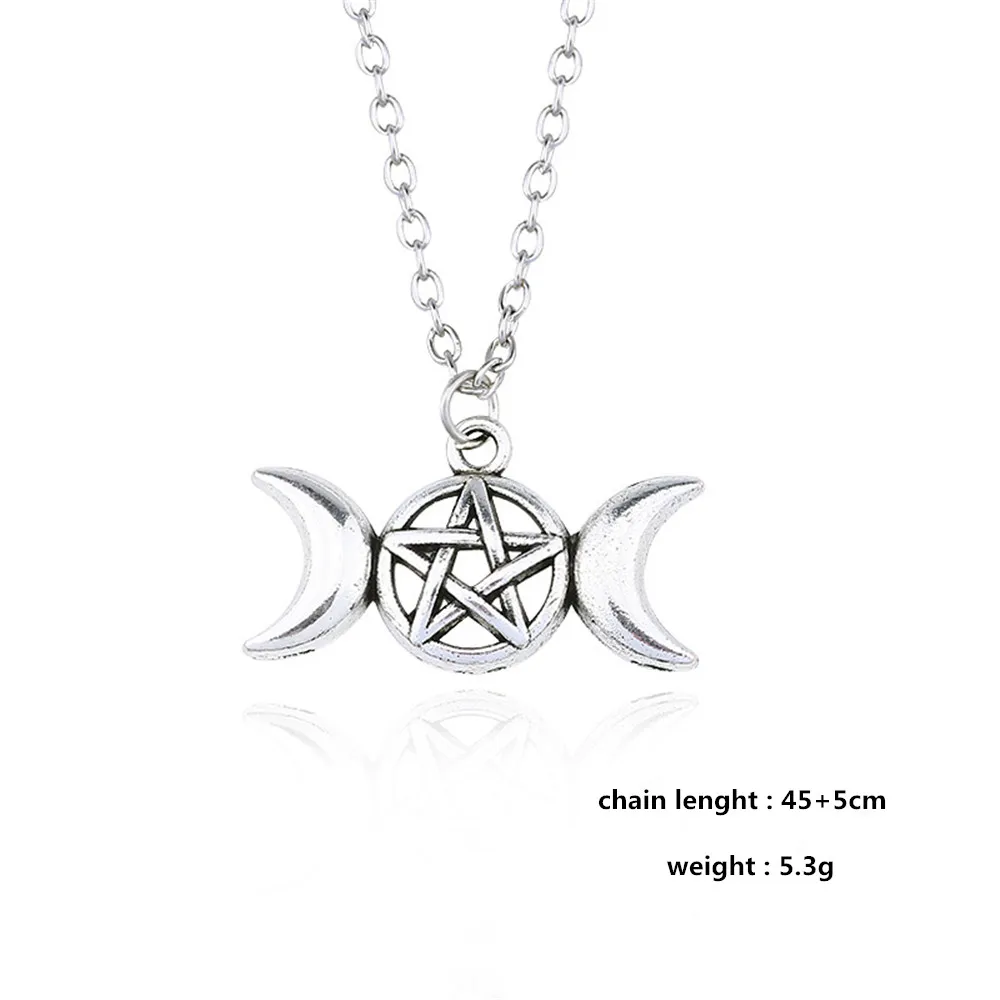 Винтажные модные ювелирные изделия Тройная Лунная богиня Wicca Pentagram Magic амулет-талисман Мужская подвеска кулон с полумесяцем женщины Тибетский колье