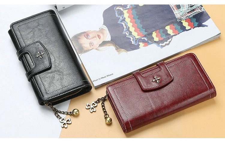 New Vintage Hasp Long Purse Ladies Wallet Women Luxury Brand Retro Zipper Leather Purses Female Wallets Woman Card Holder