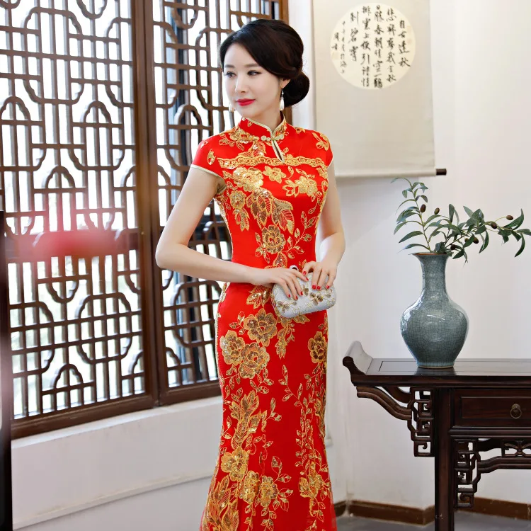 Green Vintage Chinese Style Wedding Dress Retro Long Gown Marriage Cheongsam Qipao Party Evening Vestidos Clothe S-4XL | Тематическая