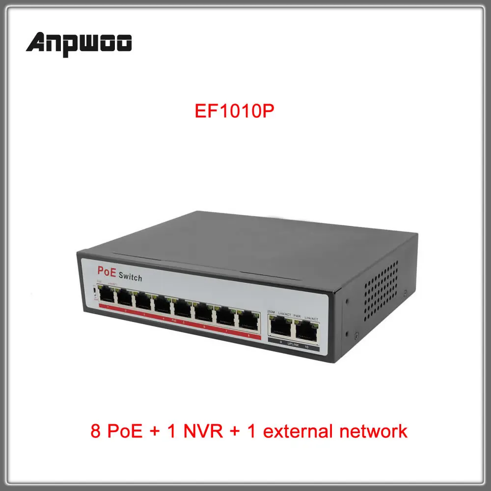 Anpwoo EF1006P/10 P 250 м 6/10 портов 4/8 * PoE + 1 NVR Внешняя сеть выключатель инъектор питания