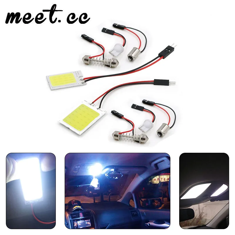 Meet. cc 2 шт. T10 Led COB автомобильный LED BA9S Festoon Dome Light Chip белый синий цвет лампа для